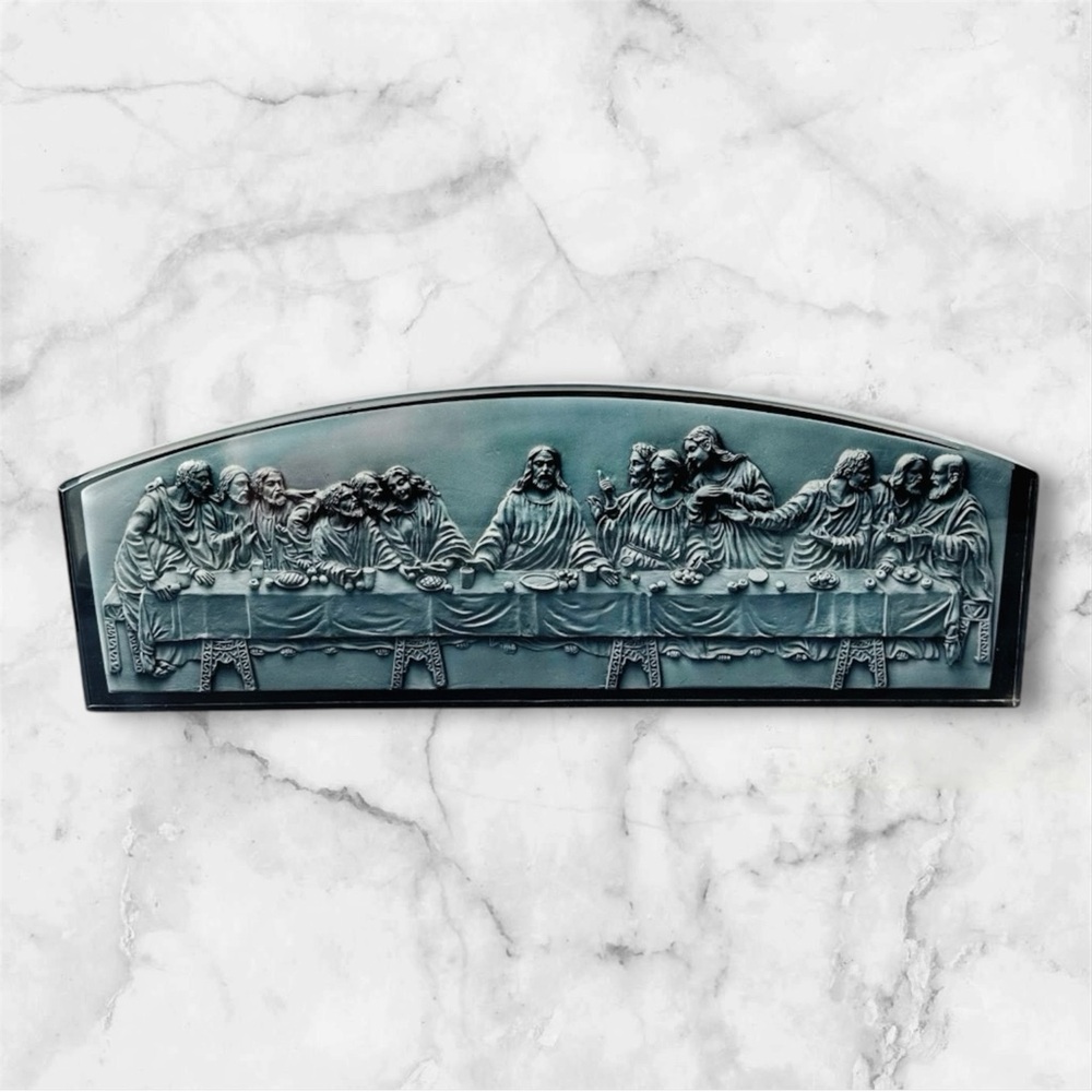 Last Supper 3D Relief Wall Hanging Plaque – Detailed Grey Design